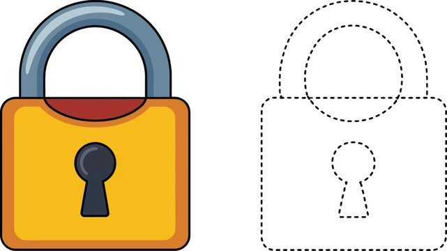 Padlock tracing worksheet vector illustration for children educational activity with worksheet children educational activity illustration learning preschool kindergarten
