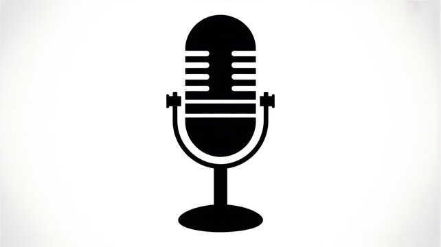 Black vintage microphone icon on a simple background