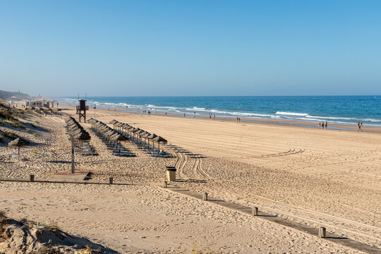 La Barrosa beach in Sancti Petri, Cadiz, Spain, in august 2026