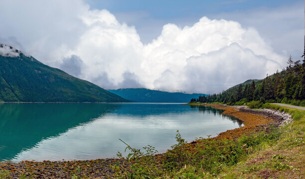 Chilkat River delta as it flows into the Chilkat Inlet and ultimately Lynn Canal, Haines, Alaska, USA