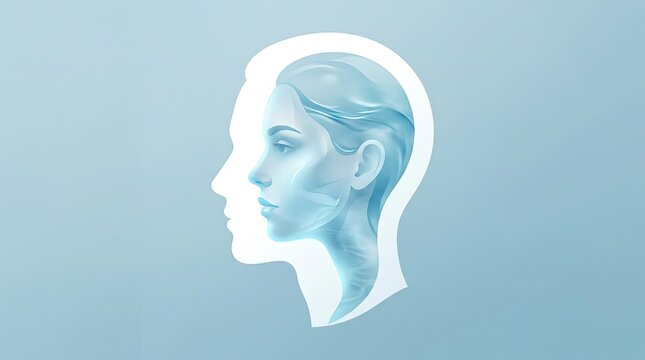 Conceptual illustration of human head silhouette for world mental health day awareness and psychological wellness support background