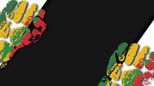 Emancipation Day Background with Pan African Colored Handprints on Black and White.