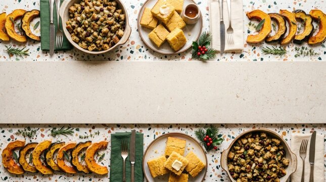 A delightful thanksgiving feast featuring roasted turkey savory stuffing mashed potatoes and other classic holiday dishes creating a warm atmosphere