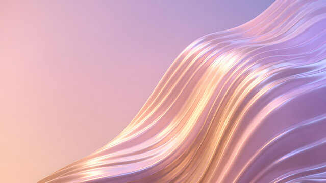 Flowing silk fabric wave in pink and purple gradient light creating smooth abstract texture design