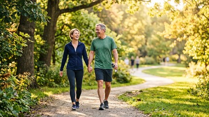 Obraz premium Couple Walking in Green Park