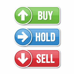 Fototapeta premium Colorful buttons showing buy hold and sell financial trading signals