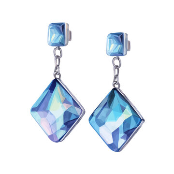 Watercolor drawing of Earrings, on clean white background