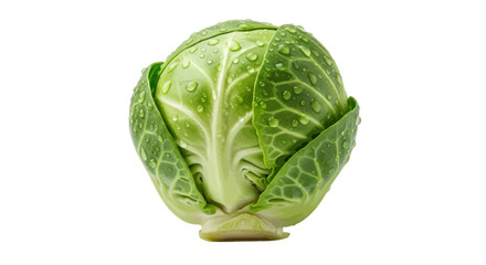 Fototapeta premium Vector illustration of fresh green brussels sprout with water droplets on a transparent background