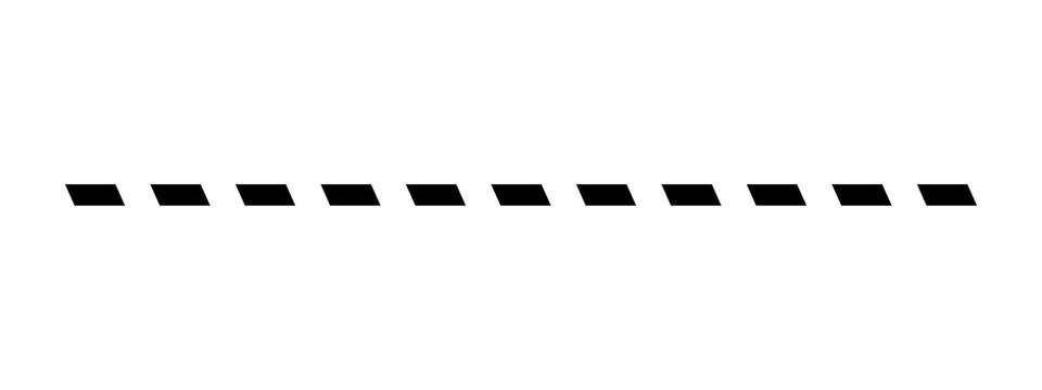 Black dashed line made of slanted rectangles in a horizontal row