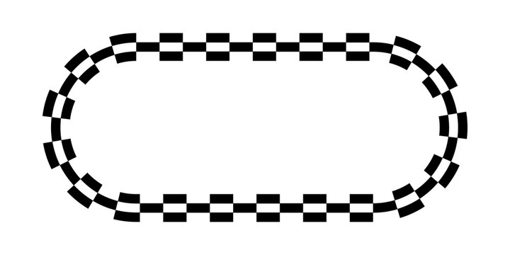 Black and white checkered race track oval shape border design element