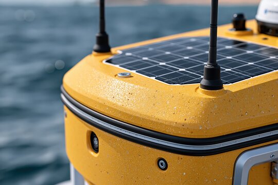 Autonomous surface vehicle with solar panel navigating ocean waves