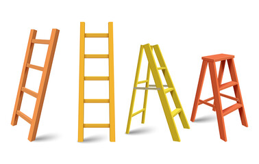 Vibrant colorful ladders and stools on transparent background © Mahmuda
