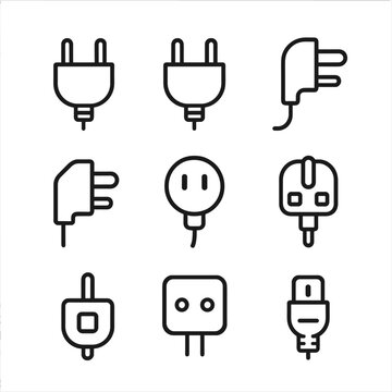 Angled icon dual pin uk end icons plug vector adapter power