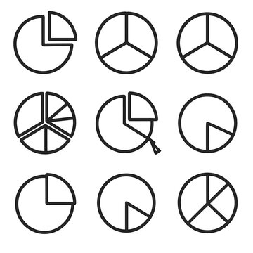 Equal icons divided data section business slice compact vector chart thirds without