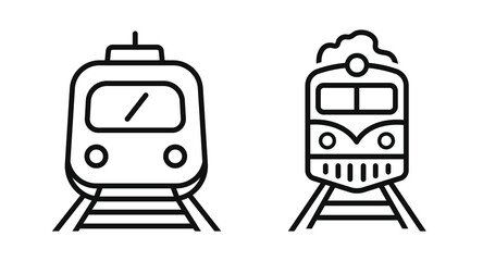 Naklejka premium Train line icon vector set modern metro and vintage steam locomotive isolated on white background