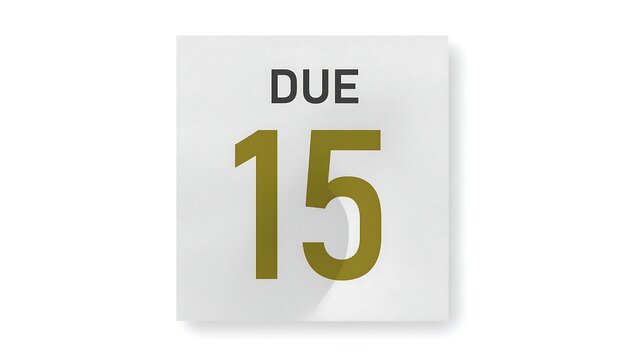 White paper note with due date fifteen days reminder.