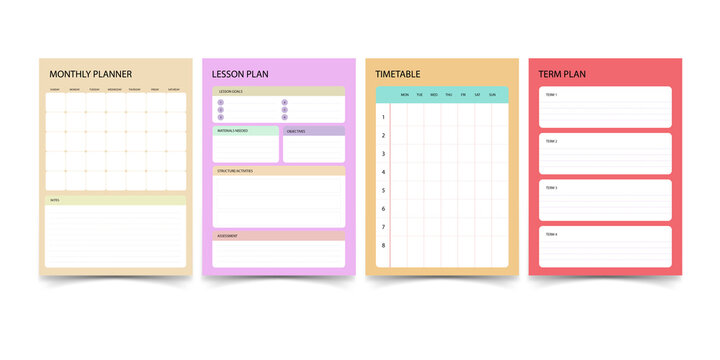Colorful printable planner templates for organization and time management
