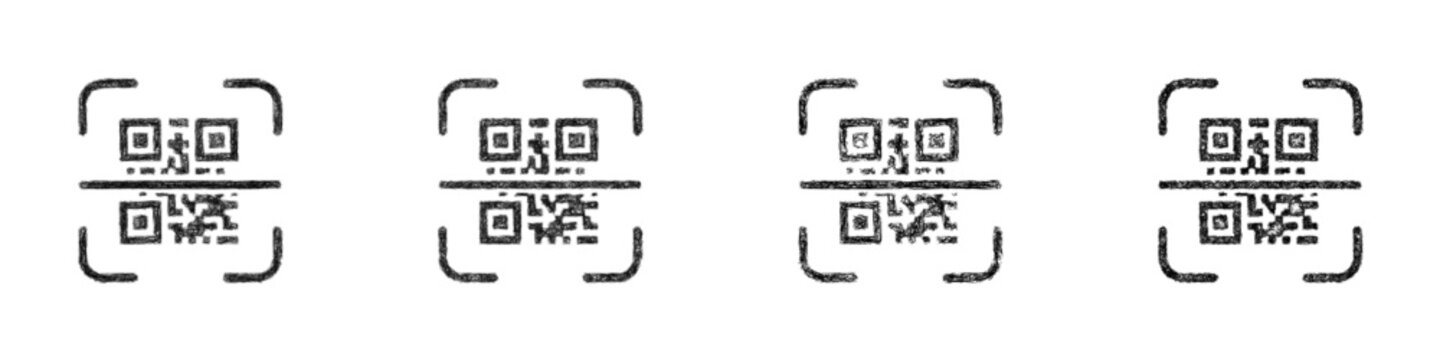 Sketch QR scanner icon design set