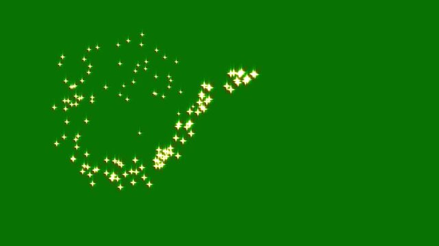 Golden luxury glitter light circle trail, glittering sparkles twinkle stars line and twinkle sparkle stars animation litter loop star, golden cartoon doodle sparkles glitter, star,  green screen 4k