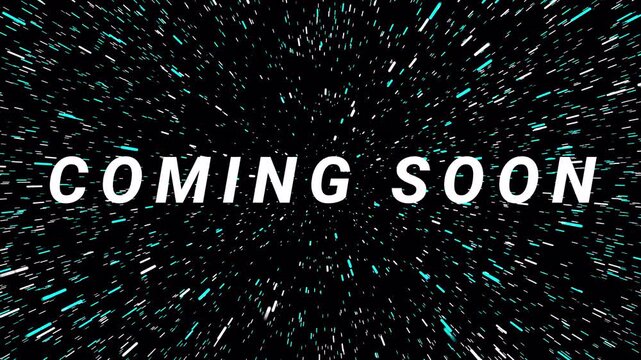 animated coming soon text on cool neon lines zooming looping background for movie trailers, marketing teaser, product launch announcements and website launch promotion.