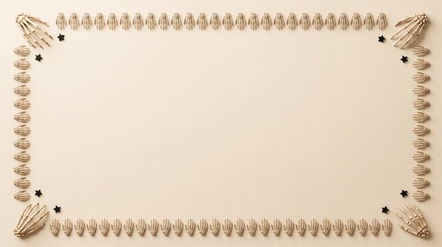 Seashell border frame on cream background