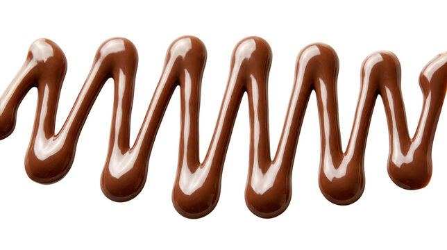 Liquid chocolate syrup drizzle isolated on transparent background
