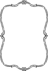 Plakat Elegant vintage wedding frame with delicate ornament. Graceful curved line border and small decorative accents create blank space for invitations, cards or monograms.