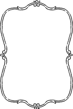 Elegant vintage wedding frame with delicate ornament. Graceful curved line border and small decorative accents create blank space for invitations, cards or monograms.