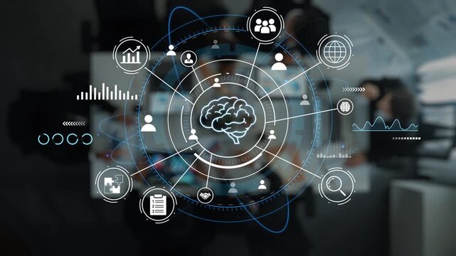 Abstract Representation of Brain with Data Connections and Icons Signifying Technology, Science, and Information Analysis in Digital Space. Entropy.