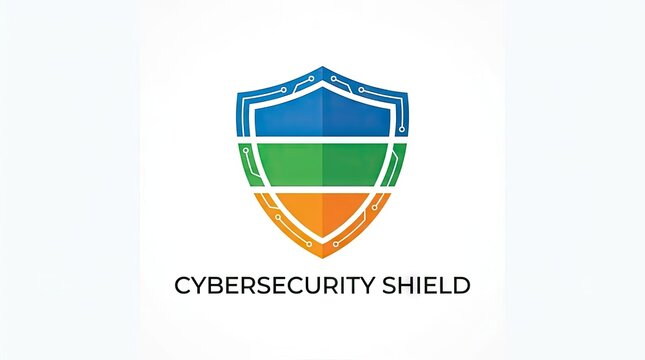 Colorful cybersecurity shield logo with layered protection design.
