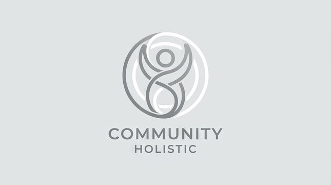 Community holistic logo with human figure.