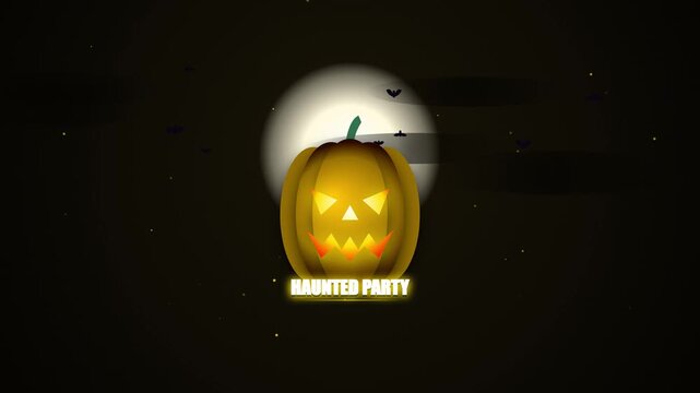 Halloween pumpkin lantern with haunted party text