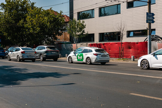Bucharest city traffic during rush hour with heavy congestion and urban commuting on busy streets