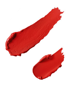 Two red lipstick smears on clean white or transparent background