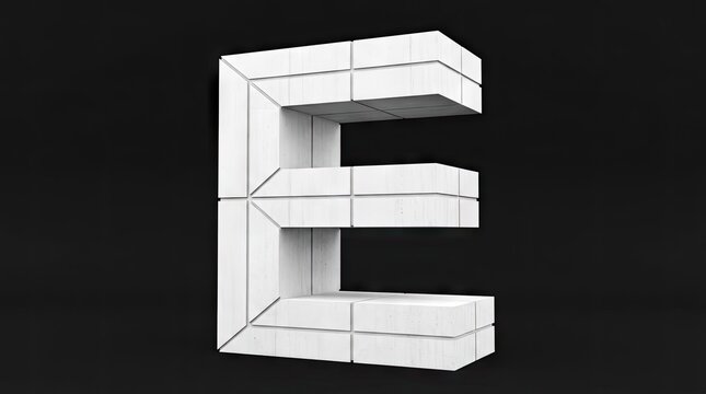 3D isometric block letter E logo design.