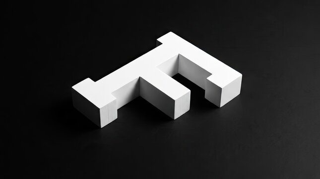 3D isometric letter F architectural model.