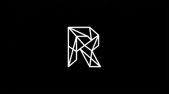 Abstract geometric wireframe letter R logo icon
