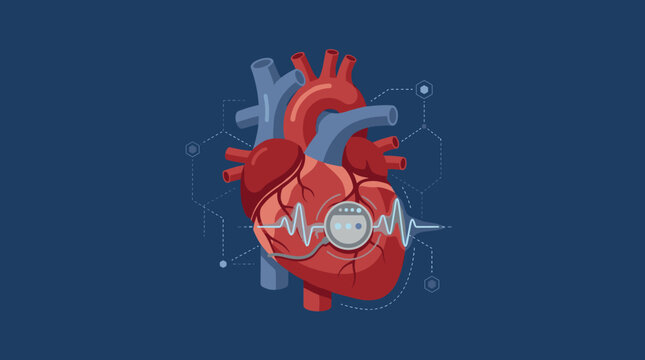 Medical heart device with electrocardiogram and data network visualization