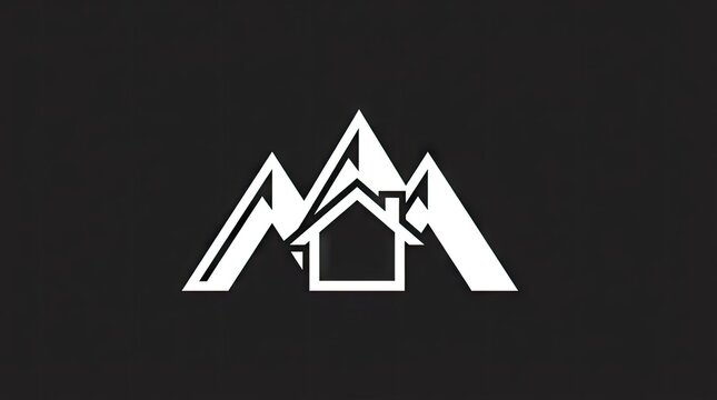 Mountain house silhouette logo design.