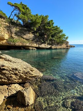 Turquoise sea and secluded bay on the Adriatic coast 