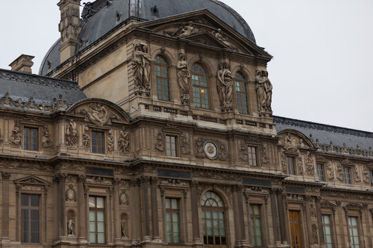 Ornate Pavillon de l&rsquo;Horloge Facade at the Louvre Museum