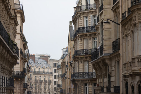 Historic Haussmannian Apartment Buildings on a Paris Street