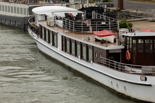 Passenger River Cruise Boat Moored on the Seine in Paris