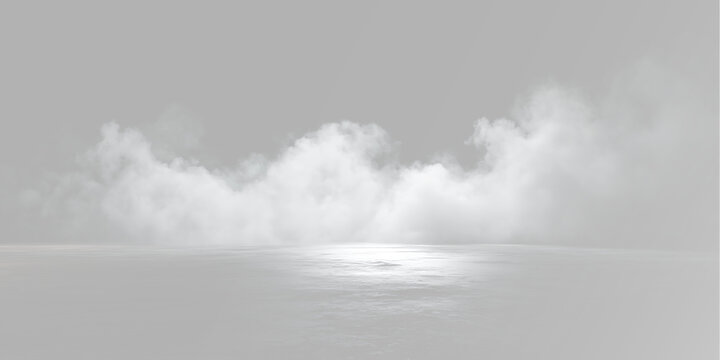 Smoke with thick white fog, dense rolling mist, realistic drifting vapor, low ground haze and soft atmospheric clouds spreading across the surface