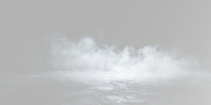 Dense white smoke with rolling fog, thick mist clouds, realistic vapor, low drifting haze and dramatic smoky atmosphere near the ground