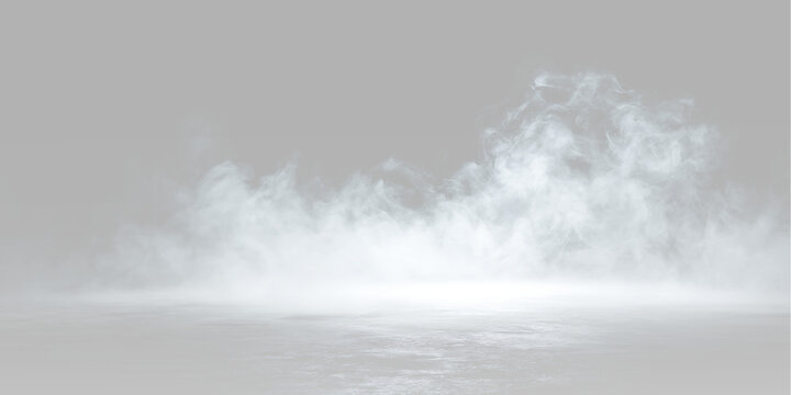 Dense white smoke with rolling fog, thick mist clouds, realistic vapor, low drifting haze and dramatic smoky atmosphere near the ground