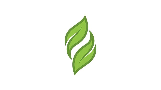 Abstract green twin leaves growth logo.