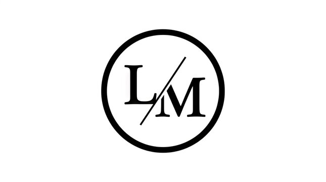 Bold black LM monogram logo within circular border.