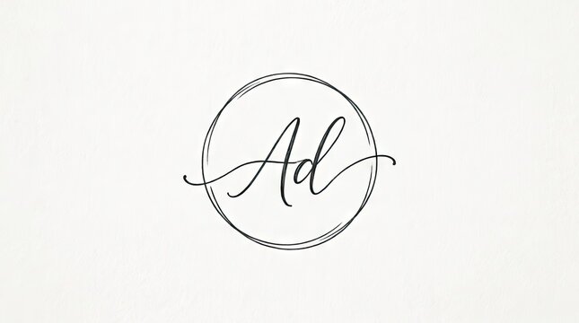 Elegant circular Ad script initials monogram logo.