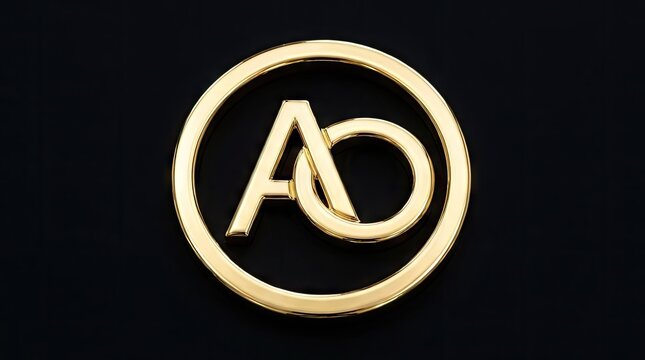 Luxury gold AD monogram logo on black background.